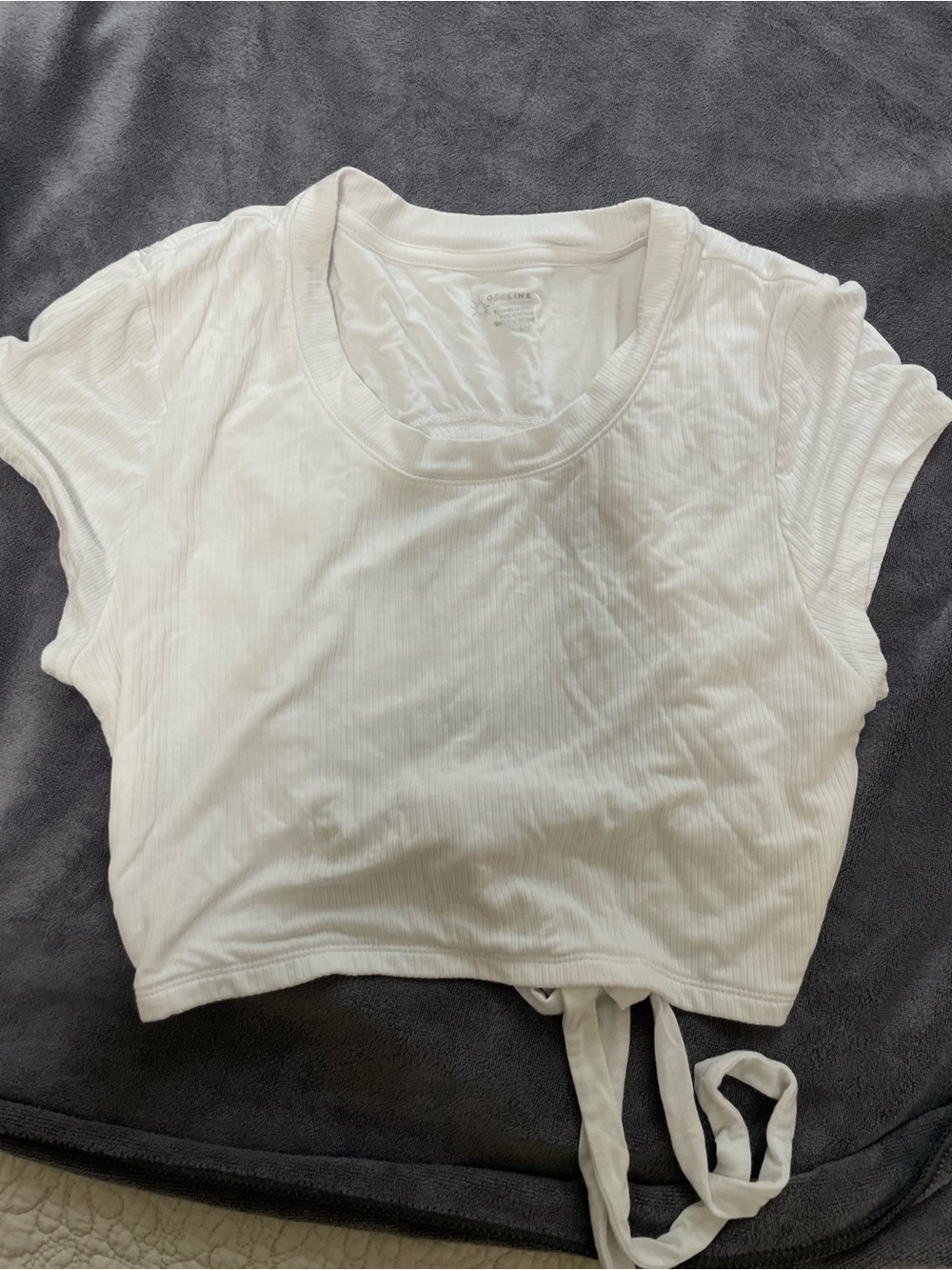 aerie White Ribbed keyhole back tie Crop Top